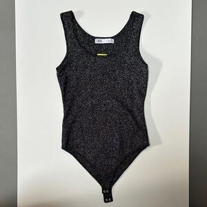 Zara Shimmering Black Bodysuit